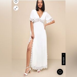 Sweeten the Occasion White Lace Short Sleeve Maxi Dress
Lulus -XS